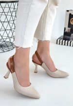 Toran Bej Cilt Topuklu Ayakkabı - Görsel 2