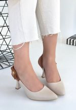 Toran Bej Cilt Topuklu Ayakkabı - Görsel 3