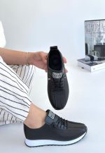 Fiert Siyah Cilt Bağcıklı Spor Ayakkabı - Görsel 2