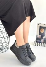 Sofio Siyah Cilt Bağcıklı Spor Ayakkabı - Görsel 2