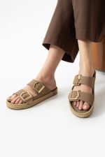 Loera Vizon Nubuk Çift Tokalı Terlik - Görsel 2