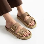 Loera Vizon Nubuk Çift Tokalı Terlik - Görsel 4