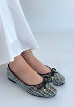 Potte Siyah Saten Babet Ayakkabı - Görsel 3