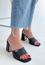 Miyon Siyah Cilt Topuklu Terlik - Görsel 2