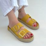 Loera Sarı Nubuk Çift Tokalı Terlik - Görsel 4