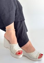 Moka Bej Triko Dolgu Topuk Terlik - Görsel 2