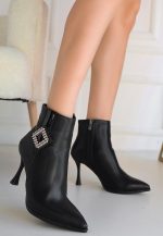 Moose Siyah Cilt Topuklu Bot - Görsel 3