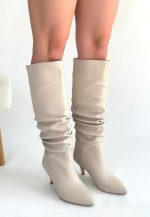 Zelya Bej Cilt Topuklu Çizme