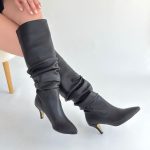 Zelya Siyah Cilt Topuklu Çizme - Görsel 4