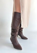 Zelya Kahverengi Cilt Topuklu Çizme - Görsel 2