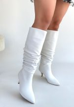 Zelya Beyaz Cilt Topuklu Çizme - Görsel 3