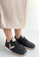 Jowen Siyah Cilt Bej Detaylı Bağcıklı Spor Ayakkabı - Görsel 2