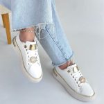 Jlar Beyaz Cilt Bağcıklı Spor Ayakkabı - Görsel 4