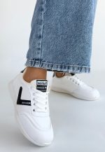 Jowen Beyaz Cilt Siyah Detaylı Bağcıklı Spor Ayakkabı - Görsel 2