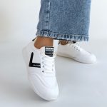 Jowen Beyaz Cilt Siyah Detaylı Bağcıklı Spor Ayakkabı - Görsel 4