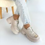 Kiya Bej Rugan Dolgu Topuk Oxford Ayakkabı - Görsel 4