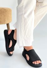 Wayi Siyah Hasır Cilt Sandalet - Görsel 2