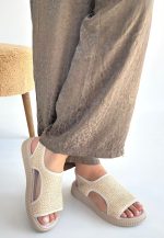 Wayi Bej Hasır Cilt Sandalet - Görsel 2