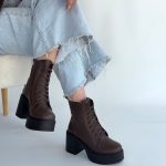 Tsan Kahverengi Cilt Bağcıklı Topuklu Bot - Görsel 4