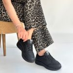 Yejja Siyah Cilt Bağcıklı Spor Ayakkabı - Görsel 4