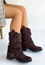 Canty Kahverengi Süet Körüklü Topuklu Çizme - Görsel 3