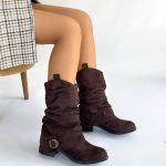 Canty Kahverengi Süet Körüklü Topuklu Çizme - Görsel 4