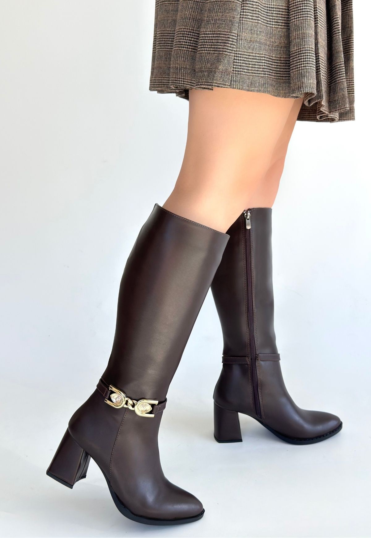 pro_erb176320541469186126c92d2 Mooni Kahverengi Cilt Topuklu Çizme - Görsel 1