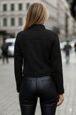 Kadın Uzun Kollu Yakadan Ve önden Düğmeli Süet Kısa Ceket - Görsel 2