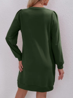 Kadın Uzun Kollu Bisiklet Yaka Iki Iplik Elbise - Görsel 3