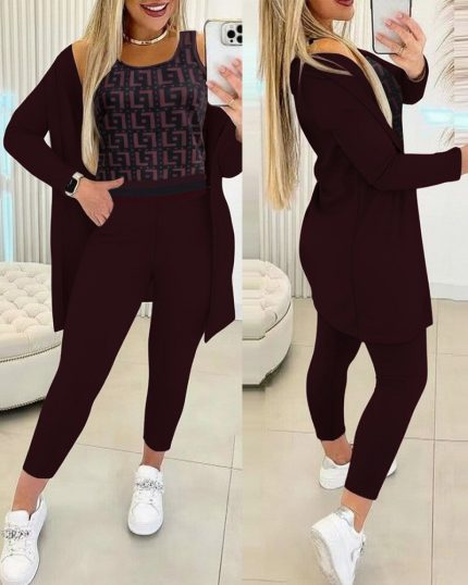 Kadın Uzun Kollu Krep üçlü Takım