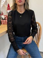 Kadın Uzun Kollu Bisiklet Yaka Kolları çiçekli Waffle Bluz - Görsel 3