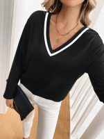 Kadın Uzun Kollu V Yakalı Viskon Iki Iplik Bluz - Görsel 3