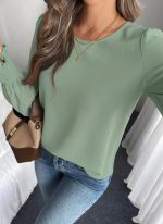 Kadın Uzun Kollu Yuvarlak Yaka Aerobin Bluz - Görsel 2