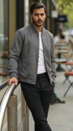 Erkek Scuba Süet Kumaş Bomber Hırka - Görsel 2