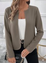 Kadın Uzun Kollu önü Açık Dalgıç Kısa Vizon Ceket - Görsel 2