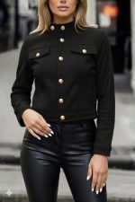 Kadın Uzun Kollu Yakadan Ve önden Düğmeli Süet Kısa Ceket - Görsel 3