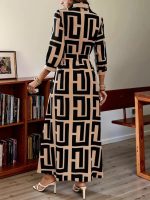 Kadın Uzun Kollu Yakalı önden Düğmeli Uzun Süprem Elbise - Görsel 3