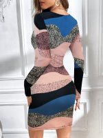 Kadın Uzun Kollu Göğüs Dekolte Detay Dalgıç Mini Elbise - Görsel 2