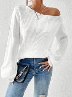 Kadın Uzun Kollu Tek Omuzu Açık Detaylı Triko Bluz - Görsel 2