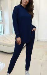 Kadın Uzun Kollu Kapşonlu Meloni Bluz Ve Pantolon Ikili Takım - Görsel 2