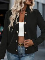 Kadın Uzun Kollu önü Açık Düğmeli Scuba Dalgıç Ceket