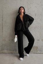 Siyah Cepli Triko Ceket Ve Pantolon Takım - Görsel 2