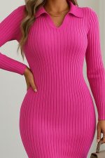 Kadın Uzun Kollu Yakalı Triko Elbise - Görsel 2