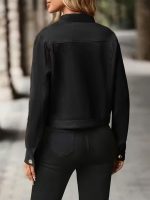 Kadın Uzun Kollu önden Düğmeli Kısa Süet Ceket - Görsel 3