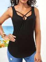 Kadın önden çapraz Detay şerit Askılı Viskon Bluz - Görsel 3