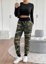 Kadın Yüksek Bel Bağcıklı Desenli Iki Iplik Pantolon - Görsel 2