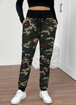 Kadın Yüksek Bel Bağcıklı Desenli Iki Iplik Pantolon - Görsel 3