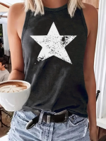 Kadın Askılı Yuvarlak Yaka Yıldız Desenli Süprem Bluz - Görsel 3