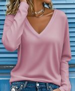 Kadın Uzun Kollu V Yakalı Dalgıç Bluz