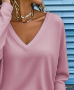 Kadın Uzun Kollu V Yakalı Dalgıç Bluz - Görsel 2